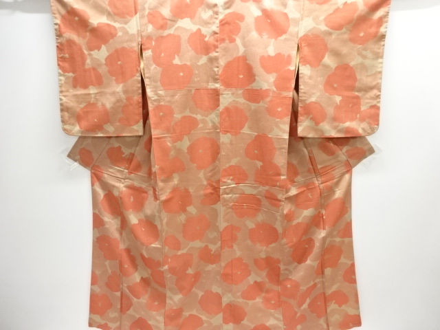 JAPANESE KIMONO / ANTIQUE TAISHO ROMANTIC ABSTRACT FLORAL PATTERN WOVE